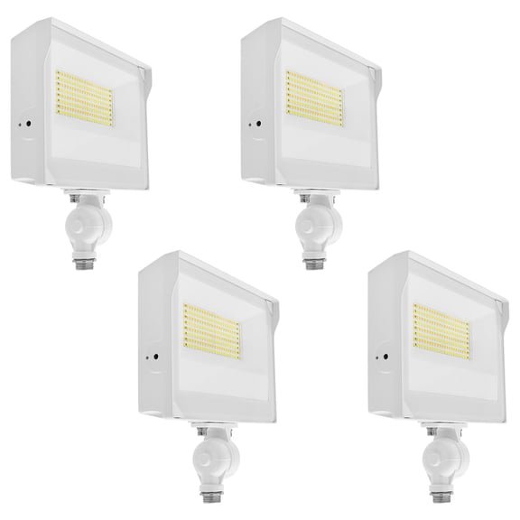 LUXRITE Universal LED Flood Light, Knuckle Mount, IP65, 3CCT, 60/70/80W, Up to 11680LM, Dimmable Photocell Sensor 4 Pack