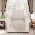 thumbnail image 1 of LUXSHARE HOME Reversible Chair Cover for Pet Friendly Machine Washable Water Repellent Furniture Protector with Elastic Straps & Foam Rods, Chair Size, Beige/Beige, 1 of 6