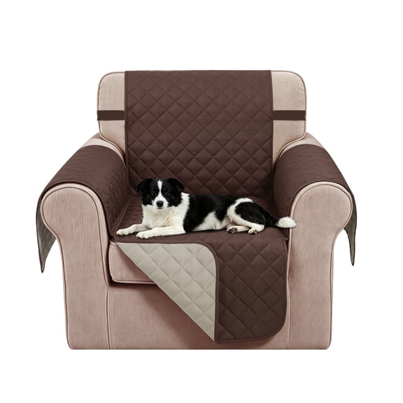 LUXSHARE HOME Reversible Pet-Friendly Chair Cover, Waterproof Washable, Elastic Straps,Chocolate/Beige
