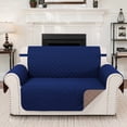 thumbnail image 1 of LUXSHARE HOME Reversible Loveseat Cover for Pet Friendly Machine Washable Water Repellent Furniture Protector with Elastic Straps & Foam Rods, 2-Seat Size, Navy/Camel, 1 of 6