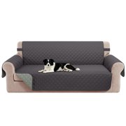 LUXSHARE HOME Reversible Pet-Friendly Sofa Cover,Waterproof Washable,Elastic Straps,Dark Grey/Light Grey