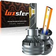 LUXSTER Punisher H1 LED Headlight Bulbs(Includeds Plug Adapters), 40000LM Super Bright, H1 Led Fog Light, 6000K Cool White, Plug and Play, Pack of 2