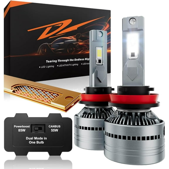 LUXSTER | Dracarys 60000LM H11 H9 LED Headlight Bulbs with Vapor Chamber Cooling, 55W/85W Dual Power Mode, CANBUS Ready, H8 H16 Fog Lights, 6500K Xenon White, 2 Pack