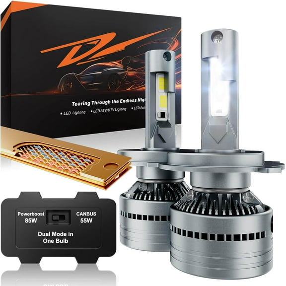 LUXSTER Dracarys 60000LM H4 9003 LED Headlight Bulbs with Vapor Chamber Cooling, 55W/85W Dual Power Mode, Dual Beam, CANBUS Ready, 6500K Xenon White, 2 Pack