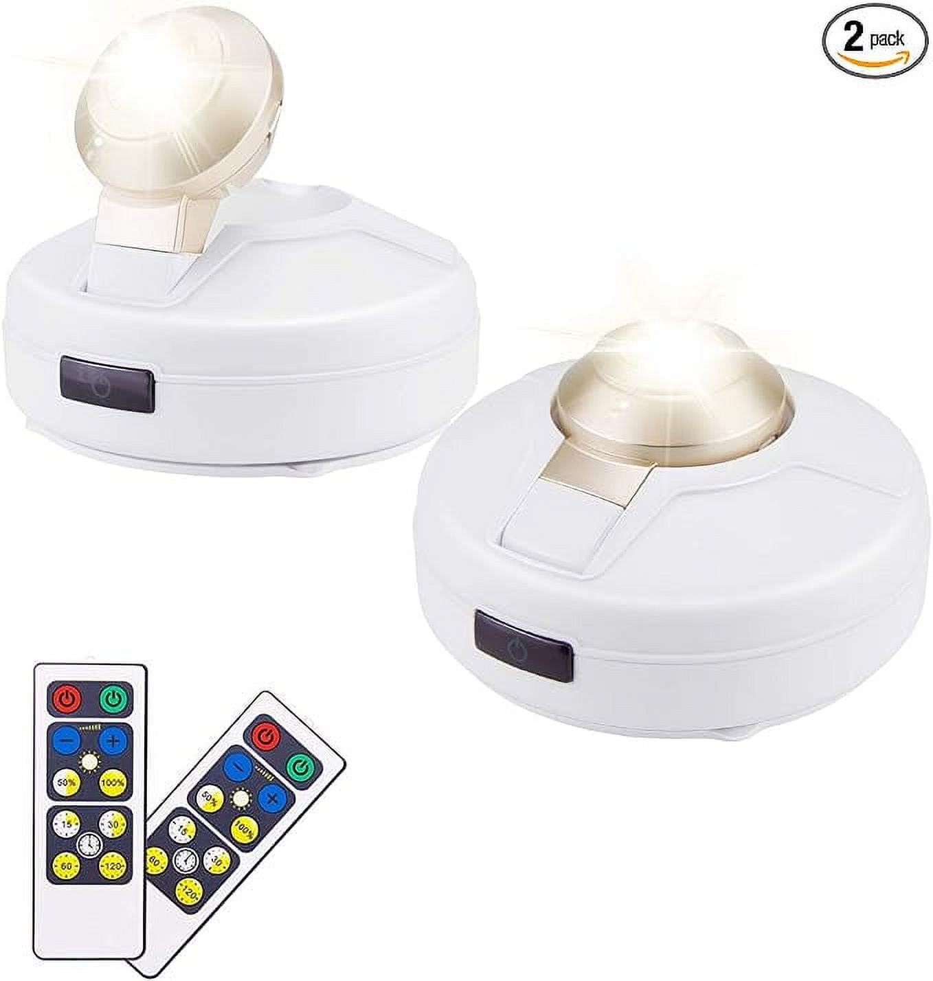 Wireless LED Spotlight with Remote Control, 2-Pack, White and Gold
