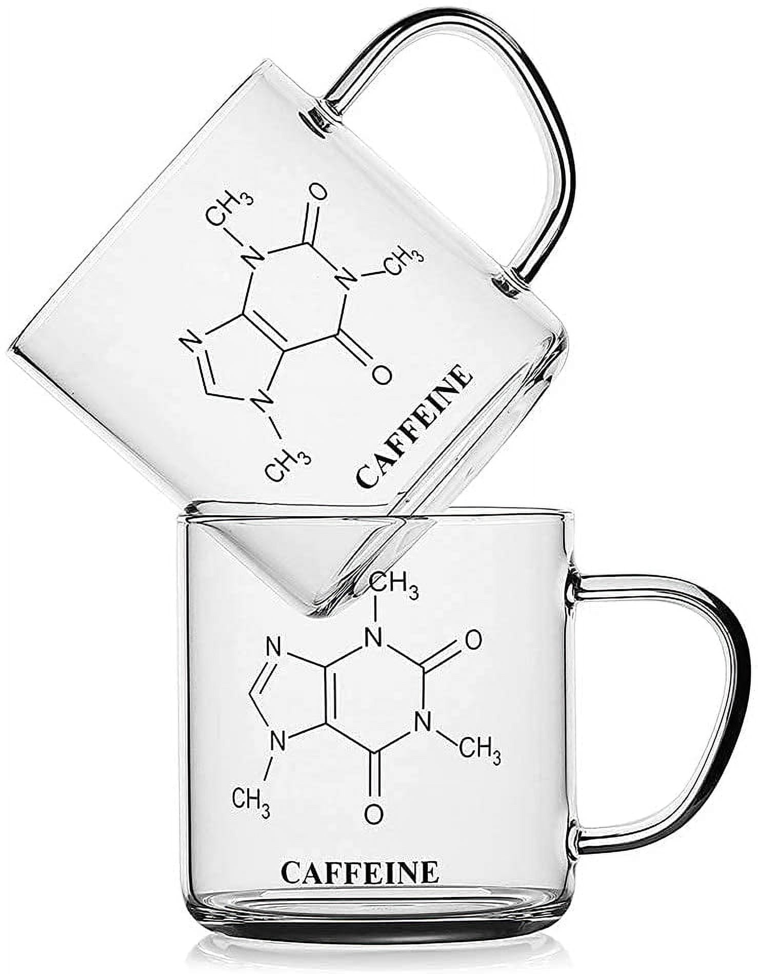 LUXU Glass Coffee Tea Mugs Set of 2,Clear Coffee Cups for Hot or Cold