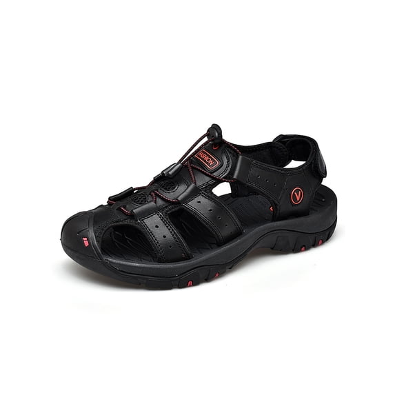 LUXUR Closed Toe Sandals for Men Fisherman Sandal Summer Beach Shoes Black Size 9