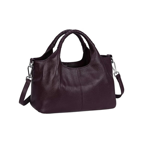 LUXUR Ladies Genuine Leather Top Handle Handbag Women Classic Satchel Crossbody Bags Purse Daily Portable Detachable Tote Coffee