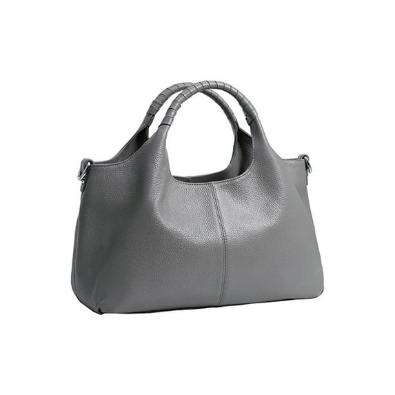 LUXUR Ladies Leather Top Handle Handbag Women Classic Satchel Crossbody Bags Purse Daily Portable Detachable Tote Grey