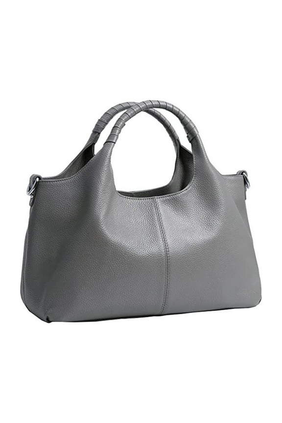 Ladies Leather Top Handle Handbag Women Classic Satchel Crossbody Bags Purse Daily Portable Detachable Tote Grey