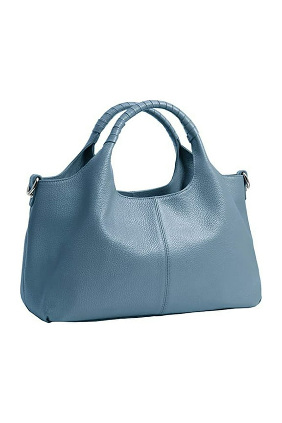 Ladies Leather Top Handle Handbag Women Classic Satchel Crossbody Bags Purse Daily Portable Detachable Tote Sky Blue