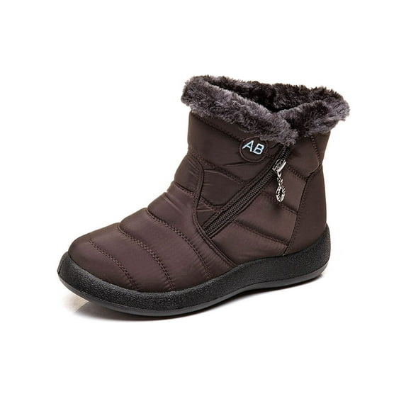 LUXUR Snow Boots Women Warm Ankle Boots Waterproof Outdoor Slip On Faux Furry Lined Winter Short Booties Zipper