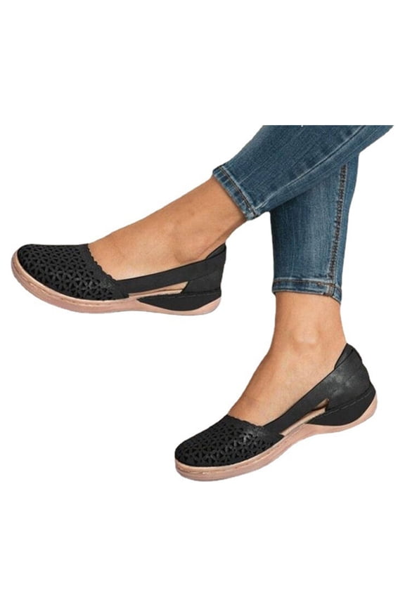 Women Flat Shoes Slip on Round Toe Breathable Wide Width Comfy Loafer Shoes Size 9