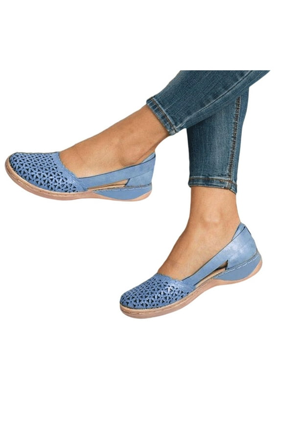 Women Flat Shoes Slip on Round Toe Breathable Wide Width Comfy Loafer Shoes Size 9