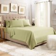 thumbnail image 1 of LUXURIOUS BEDDING Soft 1200 Series Long Staple 4 Piece Egyptian Cotton Bed Sheet Set ( Flat Sheet + Fitted 15'' + 2 Pillow Cases ) Double Brushed Breathable Sheets Sage Olive Green Twin, 1 of 4