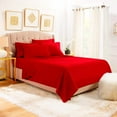 thumbnail image 1 of LUXURIOUS BEDDING Soft 1200 Series Long Staple 4 Piece Egyptian Cotton Bed Sheet Set ( Flat Sheet + Fitted 18'' + 2 Pillow Cases ) Double Brushed Breathable Sheets Red Short Queen, 1 of 4