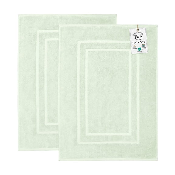 Feather and Stitch New York Modern Solid Print Frost 100% Premium Ring-Spun Long-Staple Cotton Bath Mats, 30" x 21", Fade Resistant (2 Count)