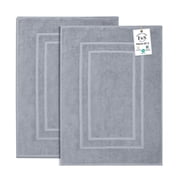 Feather and Stitch New York Modern Solid Print Grey 100% Premium Ring-Spun Long-Staple Cotton Bath Mats, 30" x 21", Fade Resistant (2 Count)