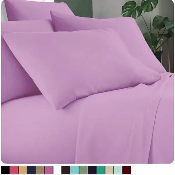 LUXURY HOME 6-PIECE COOL BAMBOO-FIBER SHEET SET FULL SIZE FULL - LILAC
