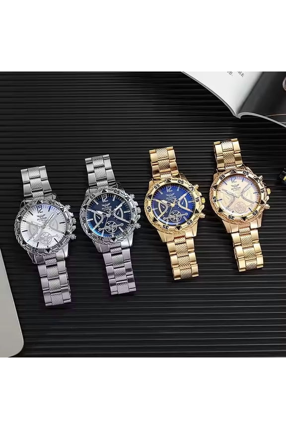 LUXURY MEN'S QUARTZ WATCHES VERY SUITABLE FOR BUSINESS AND CASUAL WEAR SUITABLE FOR ALL OCCASIONS JEWELRY GIFTS FOR DADS BOYFRIEND SUITABLE FOR ALL FESTIVALS GOLDEN WATCH OR SILVERY WATCH