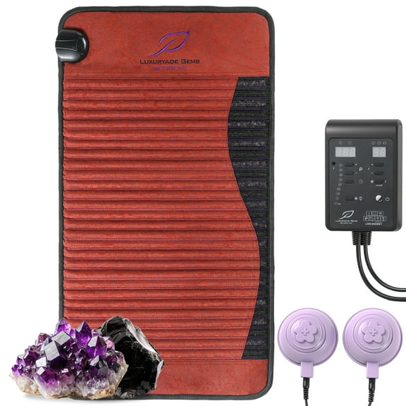 LUXURYADE Mat - 19"x34" Full Body | Natural Amethyst & Jade | 3-64Hz Magnetic Therapy for Muscle Relief | 30-70 Adjustable Heat | 3-Year Warranty | Ideal Gift for Athletes & Back Pain