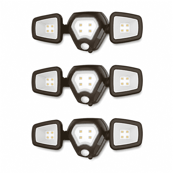 LUXWORX LX750B (3-Pack) Outdoor Motion Sensor Light, 750 Lumens Battery Powered Wireless 3-Head LED Security Spotlight for Garage, Yard, Porch, Patio, Shed, Stairway