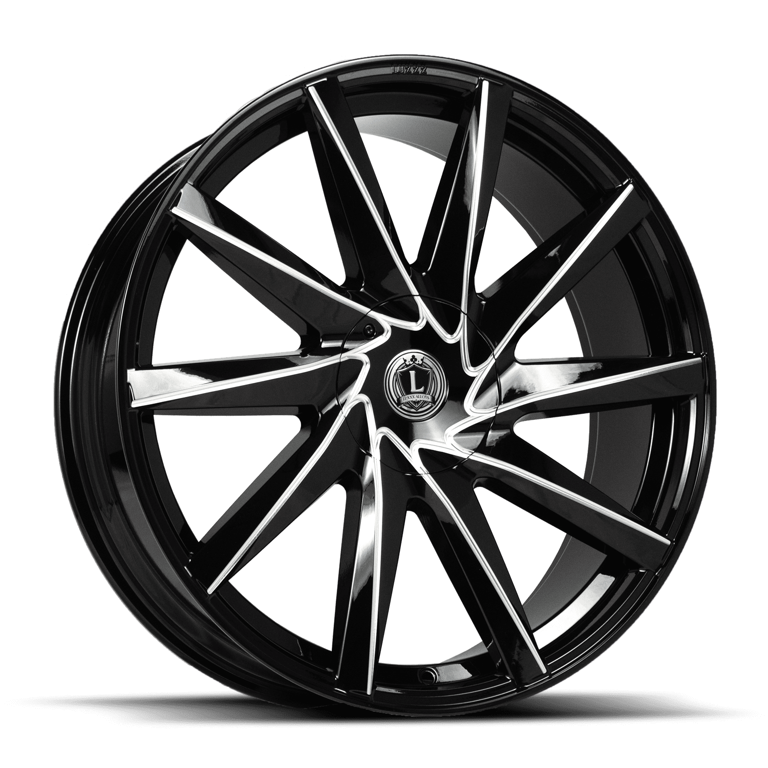 LUXXX ALLOYS 35 22X9 5X112/5X120 27ET 66.6CB GLOSS BLACK MILLED WHEEL