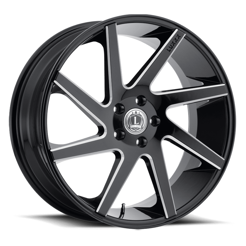 LUXXX ALLOYS 8 20X8.5 5X112 38ET 73.1CB GLOSS BLACK MILLED WHEEL