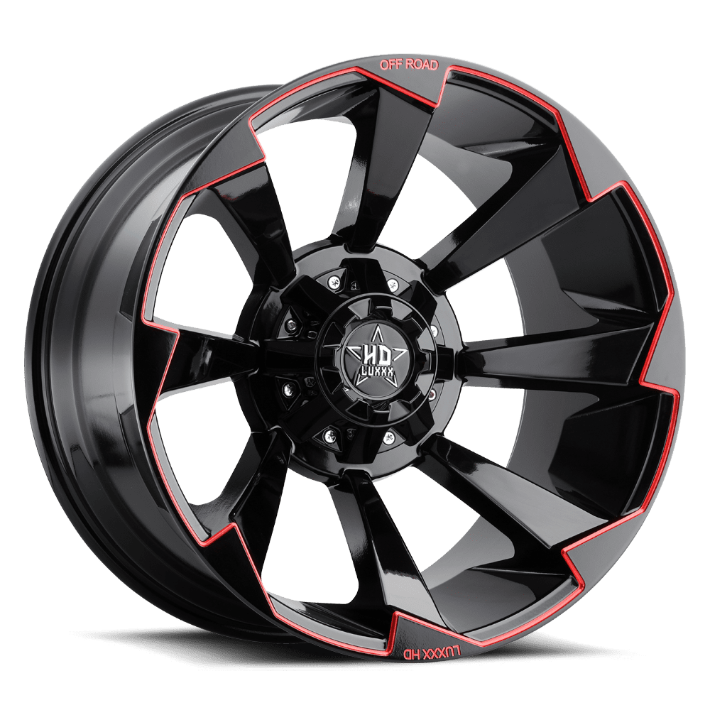 LUXXX HD Alloy Rims LHD16 20X9 6135/139.7 -12 106.1 Gloss Black Red Milling