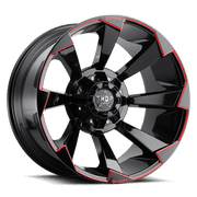 LU HD Alloy Rims LHD16 20X9 6135/139.7 -12 106.1 Gloss Black Red Milling