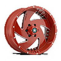 LUXXX HD Alloy Rims LHD6 24X12 8X165 -49 122.1 Red Milled w/ Chrome Spike Rivets