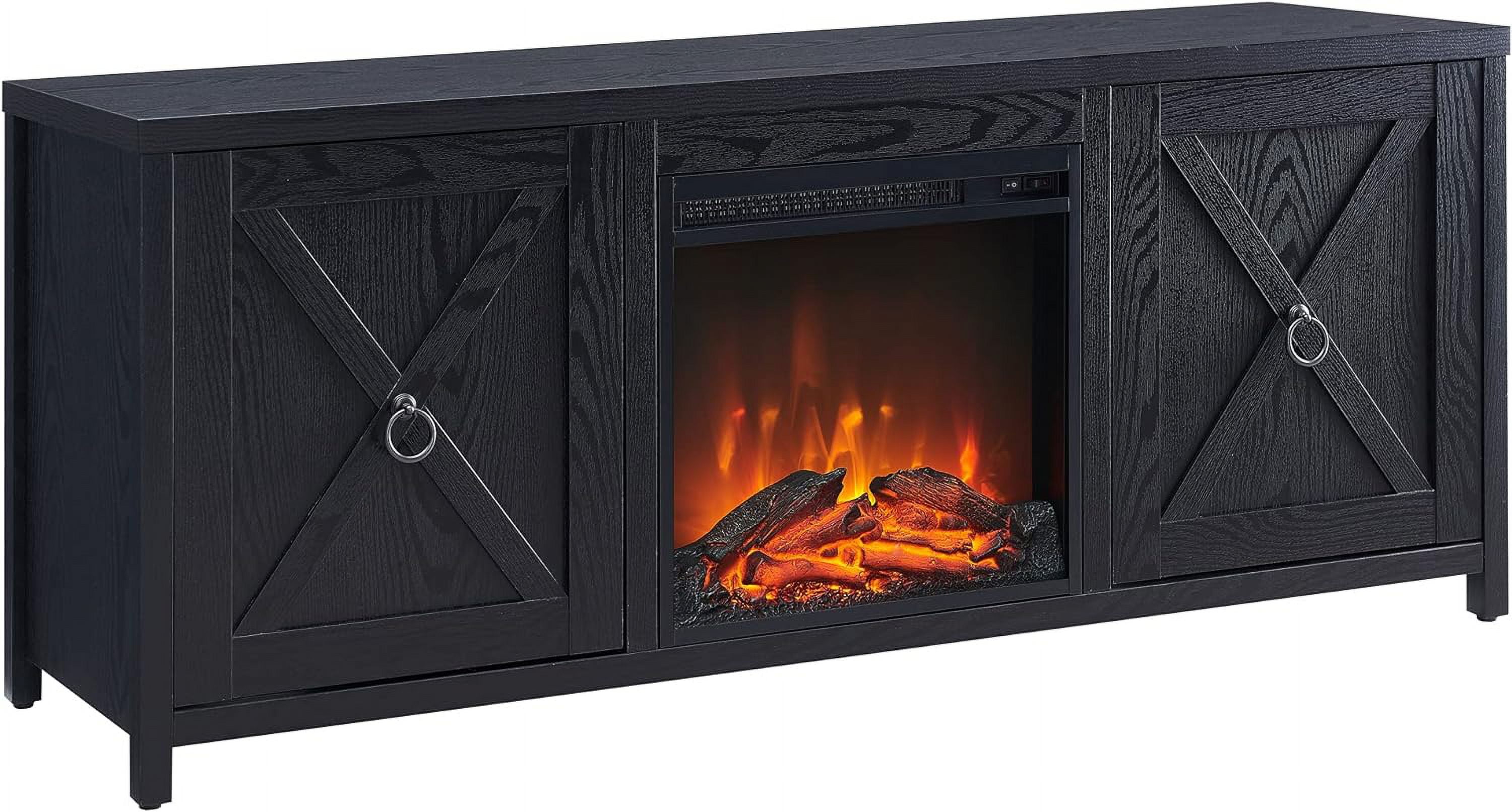 LUYAO Rectangular TV Stand with Log Fireplace for TV's up to 65" in - Black Friday Electric Fireplace Tv Stand