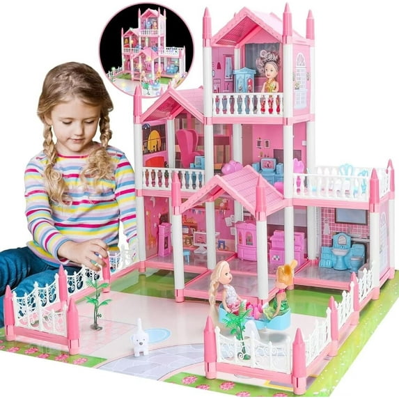 LUYE 3-Story 7 Rooms DIY Dream with 3 Dolls Dollhouse