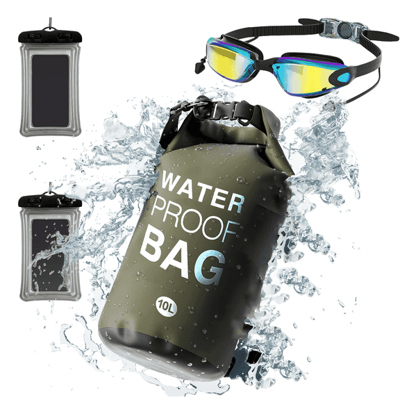 Luyun Waterproof Dry Bag&Phone Case&Goggles Set 10L Capacity Floating 4 Pieces