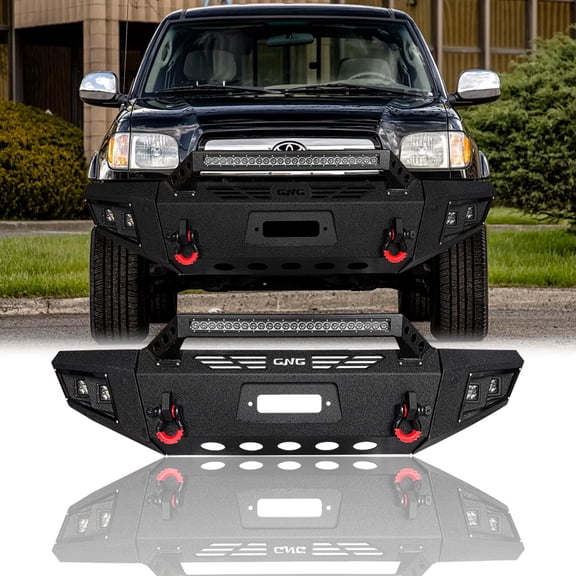 LUYWTE For 2001-2007 Toyota Sequoia New Steel Front Bumper W/Winch Plate&LightsBlack Texture