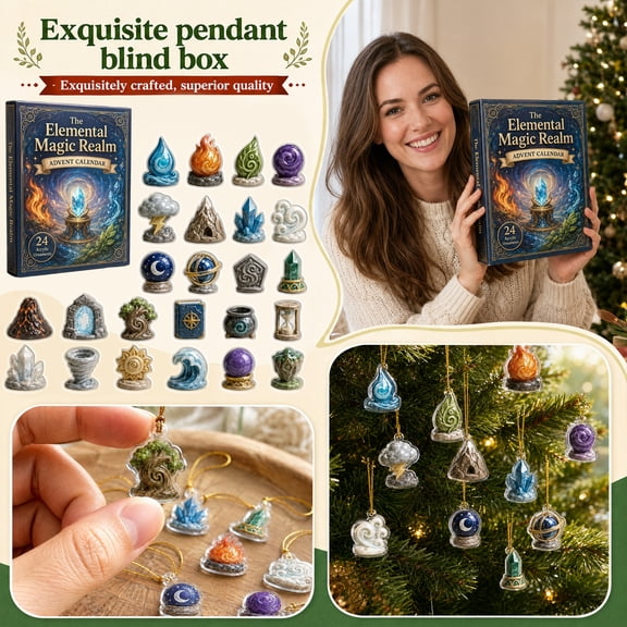 LUZBLSM 24 Pcs Magic Realm Advent Calendar, 2D Acrylic Fantasy Elemental Ornaments Holiday Countdown Blind Box, Mystical Altar Decor Keepsake Gift for Kids Adults 2026