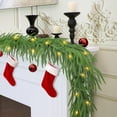 8 Foot Railing LUZBLSM 3.27FT Lighted Christmas Rattan Woven Greenery Garland with ...