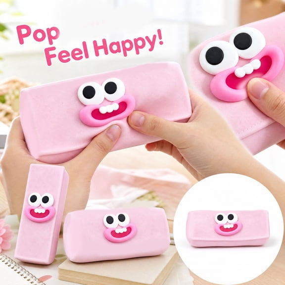 LUZBLSM Butter Bar Squishy Toy, Block Filled Crunchy Squeeze Bagged Fidget with DIY Expression Stickers for Desk Travel and Gifting for Kids Teens and Adults