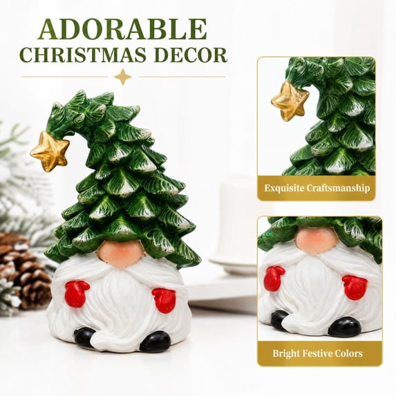 LUZBLSM Christmas Gnome Figurine 4.72 Inch, Resin Christmas Tree Hat ...