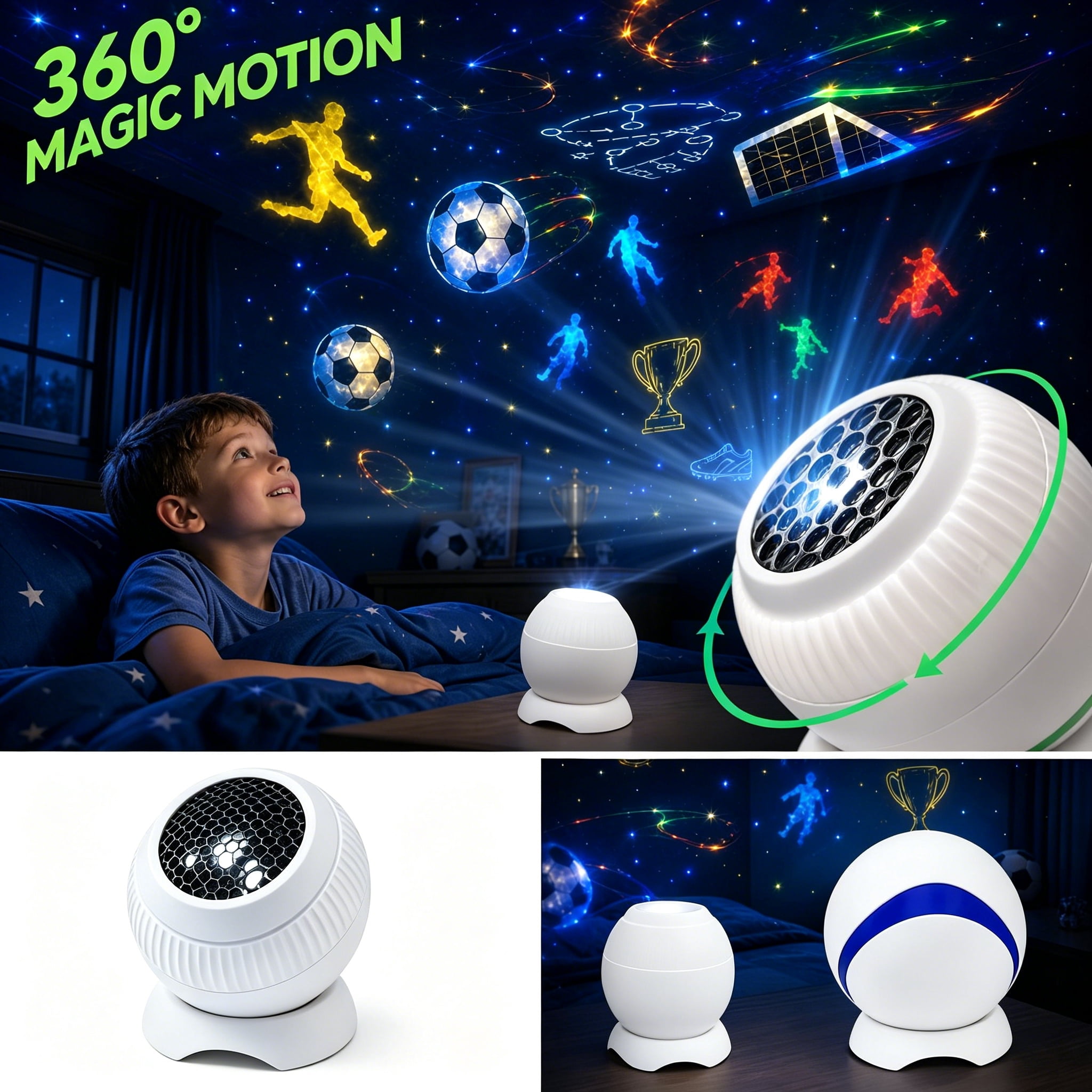 LUZBLSM Christmas Projector Night Light, 360 Rotating LED Projection ...