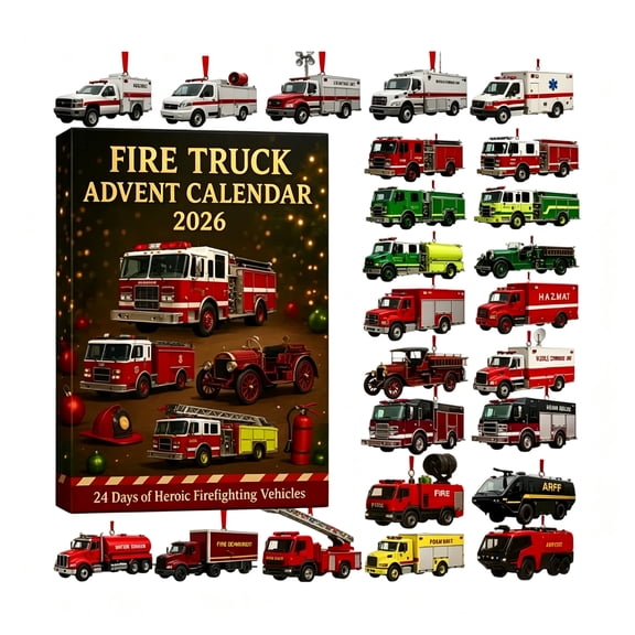 LUZBLSM Fire Truck Advent Calendar 2026, 24 Days Christmas Countdown Calendar with Surprise Firefighting Vehicle Toys, Xmas Holiday Gift for Kids Boys Home Room Decor