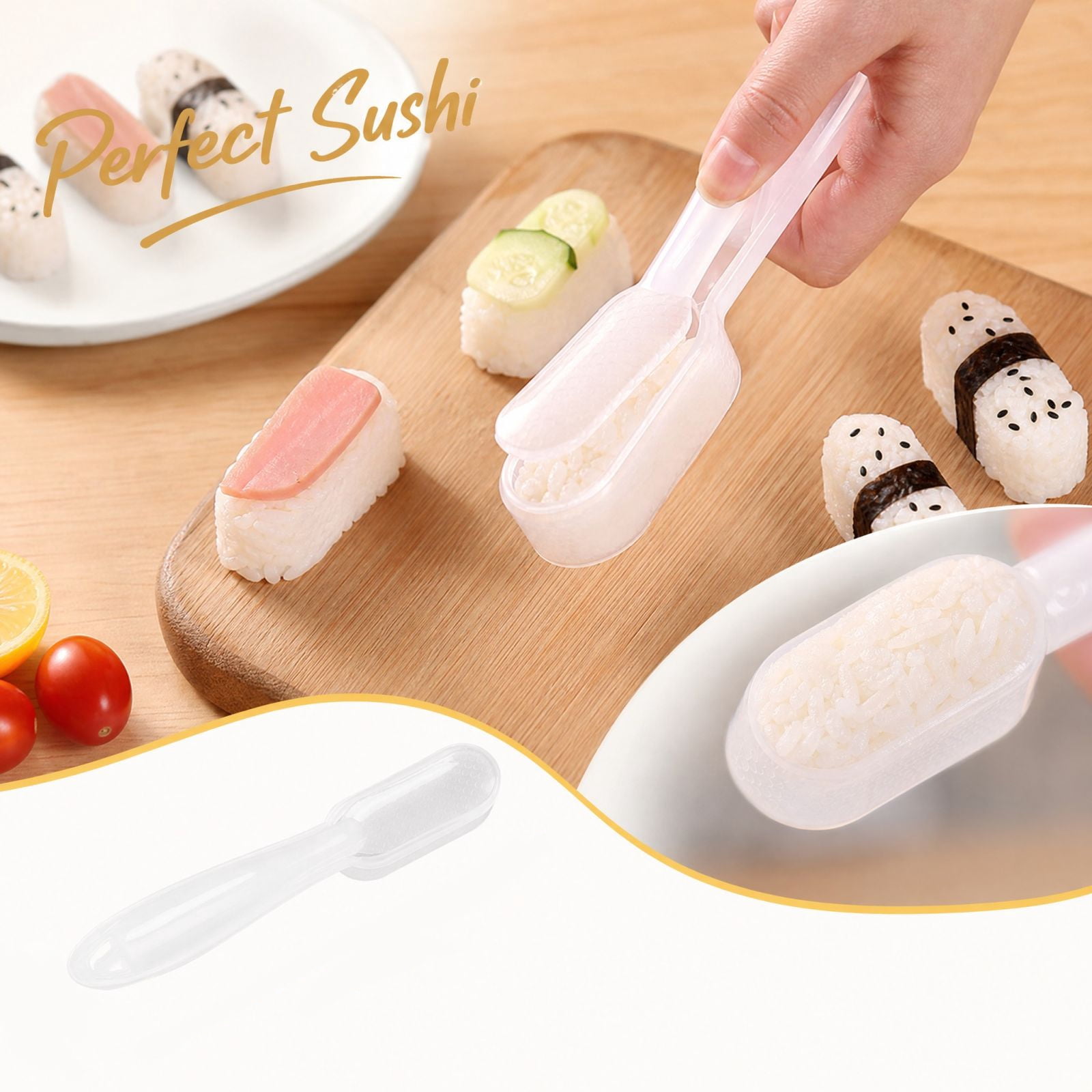 Hand Make Food LUZBLSM Handheld Rice Ball Mold, 6.30 Inch Single Onigiri Rice Ball ...