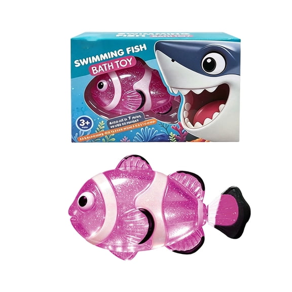 LUZBLSM Swimming Clownfish Bath Toy, Pink Light Up Plastic Floating Fish with Auto Swimmer, Bathtub Pool Water Play Toy for Toddlers, Kids Bath Time Gift