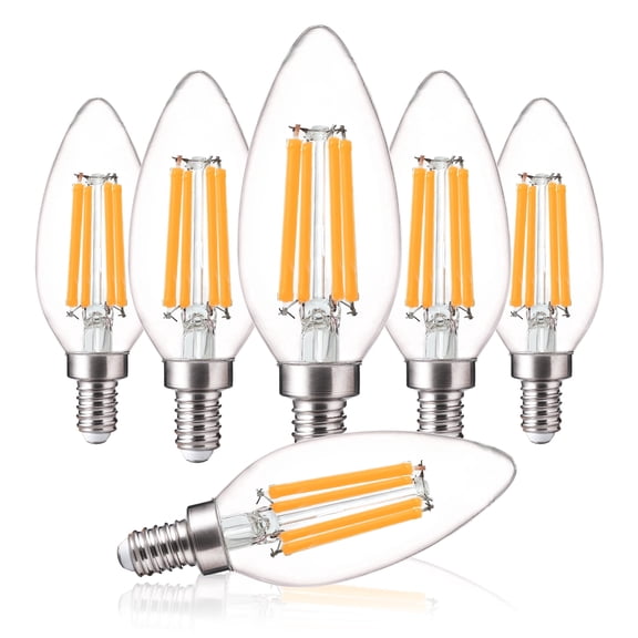 LUZIXIBO 100W Equivalent B11 LED Candelabra Bulbs, 2700K Soft White Dimmable E12 Chandelier Bulbs, 5.5W, 800 Lumens, 6 Pack