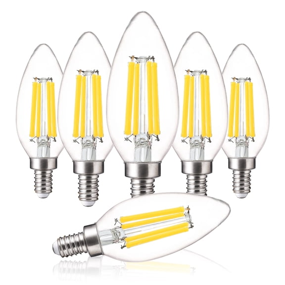LUZIXIBO Dimmable B11 LED Candelabra Bulbs, 100W Equivalent, 5000K Daylight, 800 Lumens, E12 Base, 6 Pack