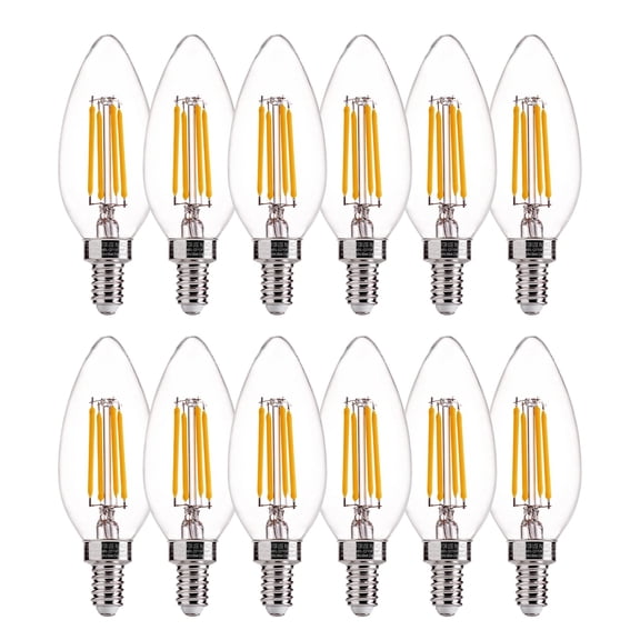 LUZIXIBO LED Light Bulb, 4.5 Watts (60W Equivalent) B10 Candelabra Bulbs, Dimmable, 2700K Soft White, E12 Base, 12 Pack