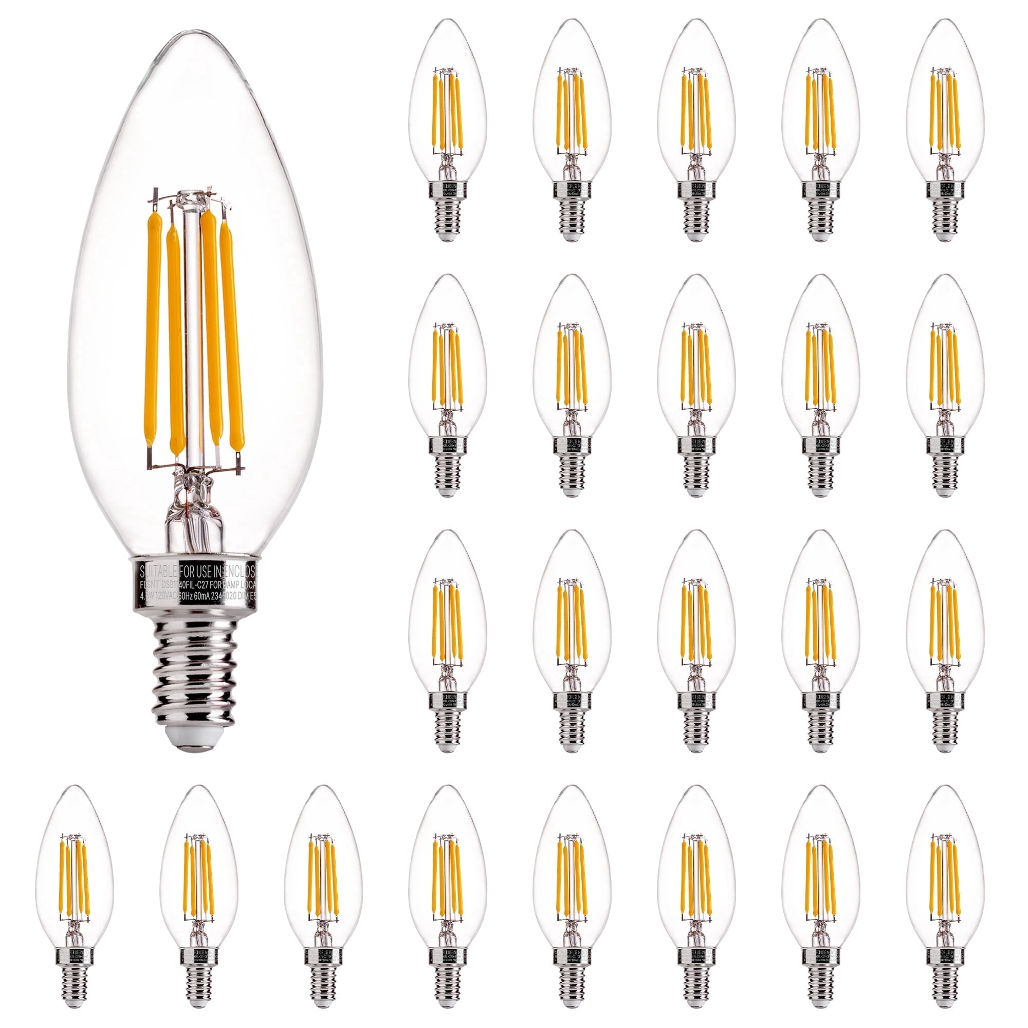 LUZIXIBO LED Light Bulb, 4.5 Watts (60W Equivalent) B10 Candelabra ...