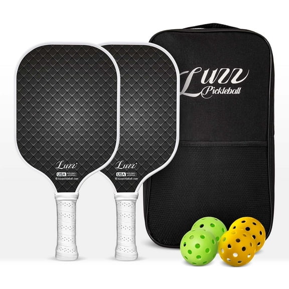 LUZZ Carbon Fiber Pickleball Paddle Set of 2 with 4 Balls and Carry Bag, USAPA Approved, T705 Pickle Ball Rackets for All Skill Level