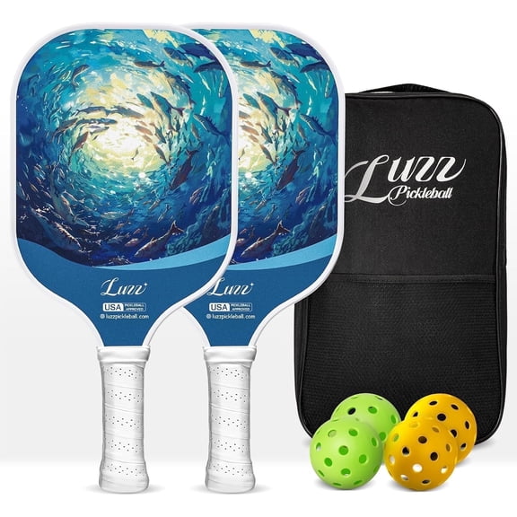 LUZZ Carbon Fiber Pickleball Paddle Set of 2 with 4 Balls and Carry Bag, USAPA Approved, T706 Pickle Ball Rackets for All Skill Level