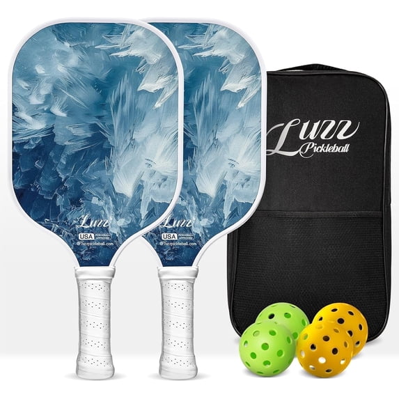 LUZZ Carbon Fiber Pickleball Paddle Set of 2 with 4 Balls and Carry Bag, USAPA Approved, T707 Pickle Ball Rackets for All Skill Level